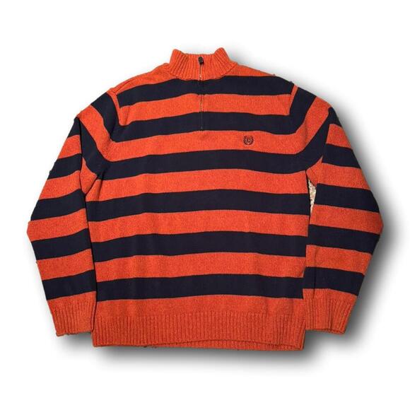 Ralph Lauren Other - Vintage Ralph Lauren Chaps Orange Navy Striped Rugby Half-Zip Sweater XL
